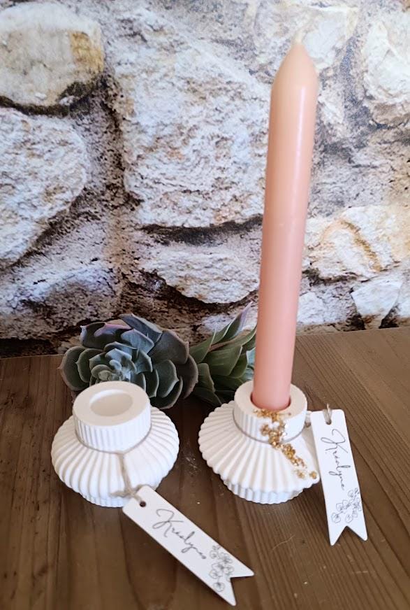 Bougeoir blanc et or