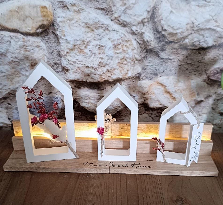 Décoration à poser maisonnettes lumineuses