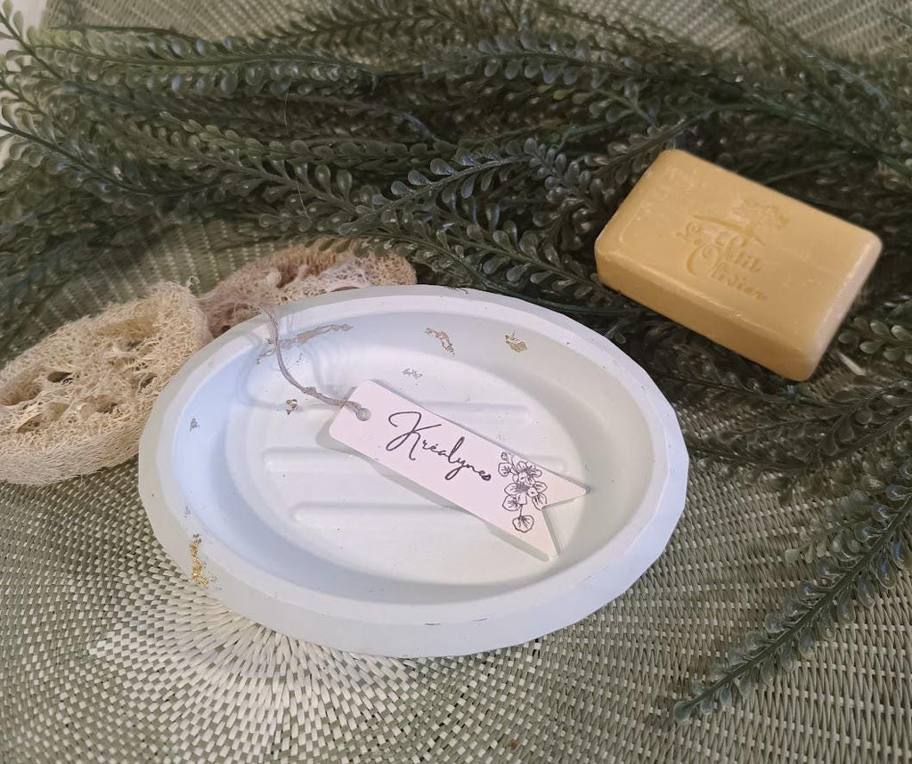 Grand porte-savon vert d'eau et or