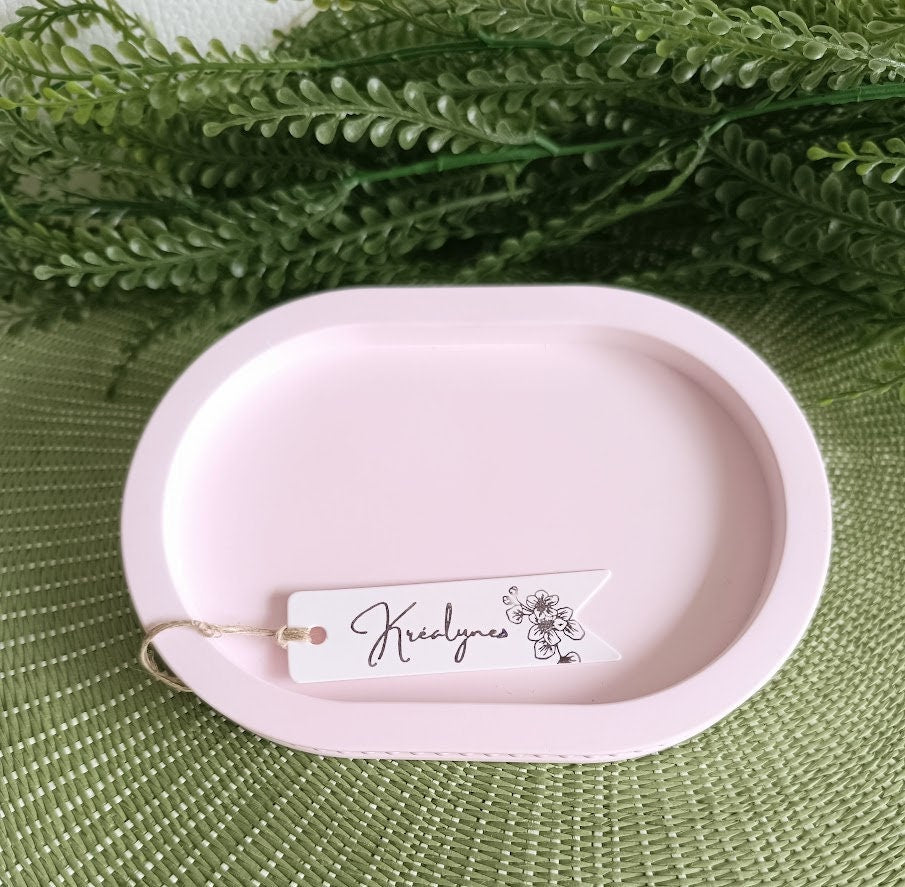 Petit plateau de rangement  rose "Perles".