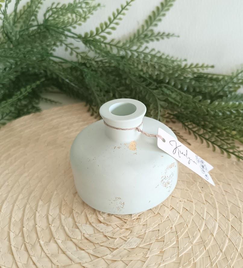 Petit vase diffuseur de parfum turquoise et or