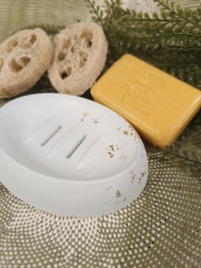 Porte-savon oval turquoise et or