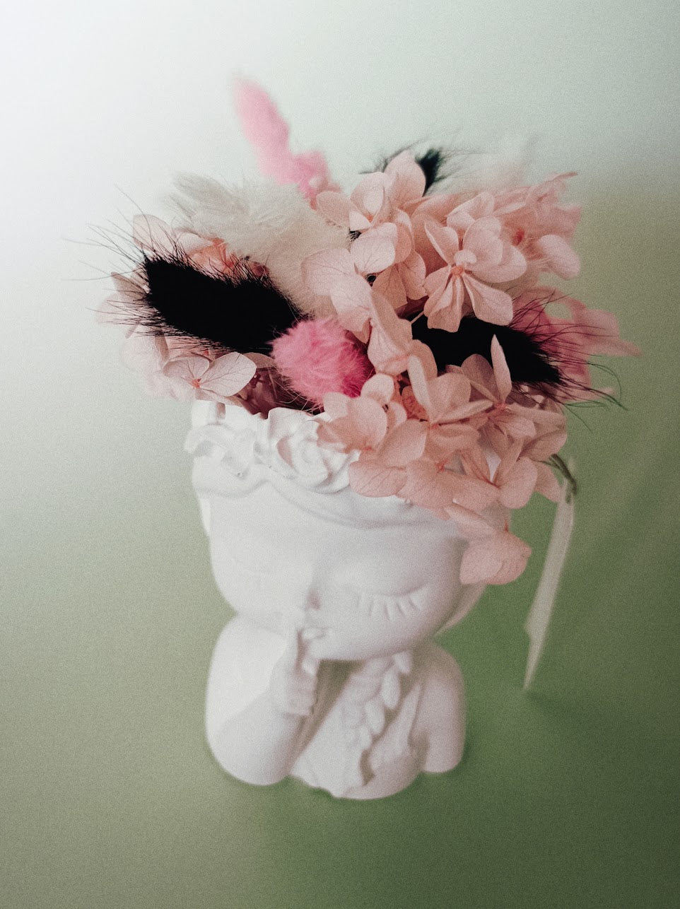 Fleurs séchées roses et blanches