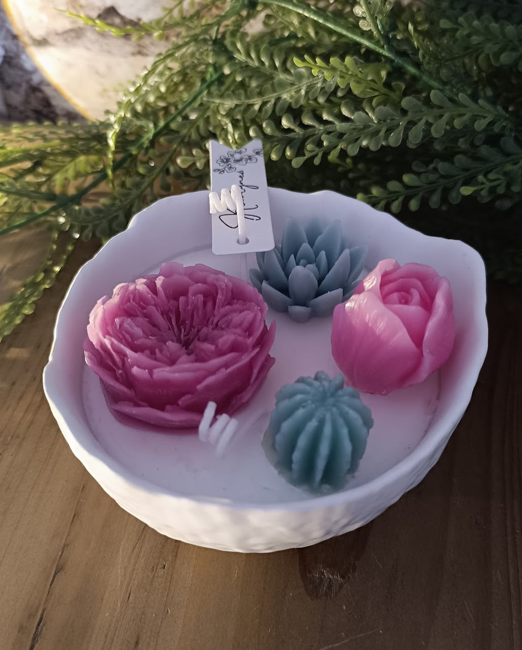 Bougie parfumée artisanale coupe en poudre de céramique blanche