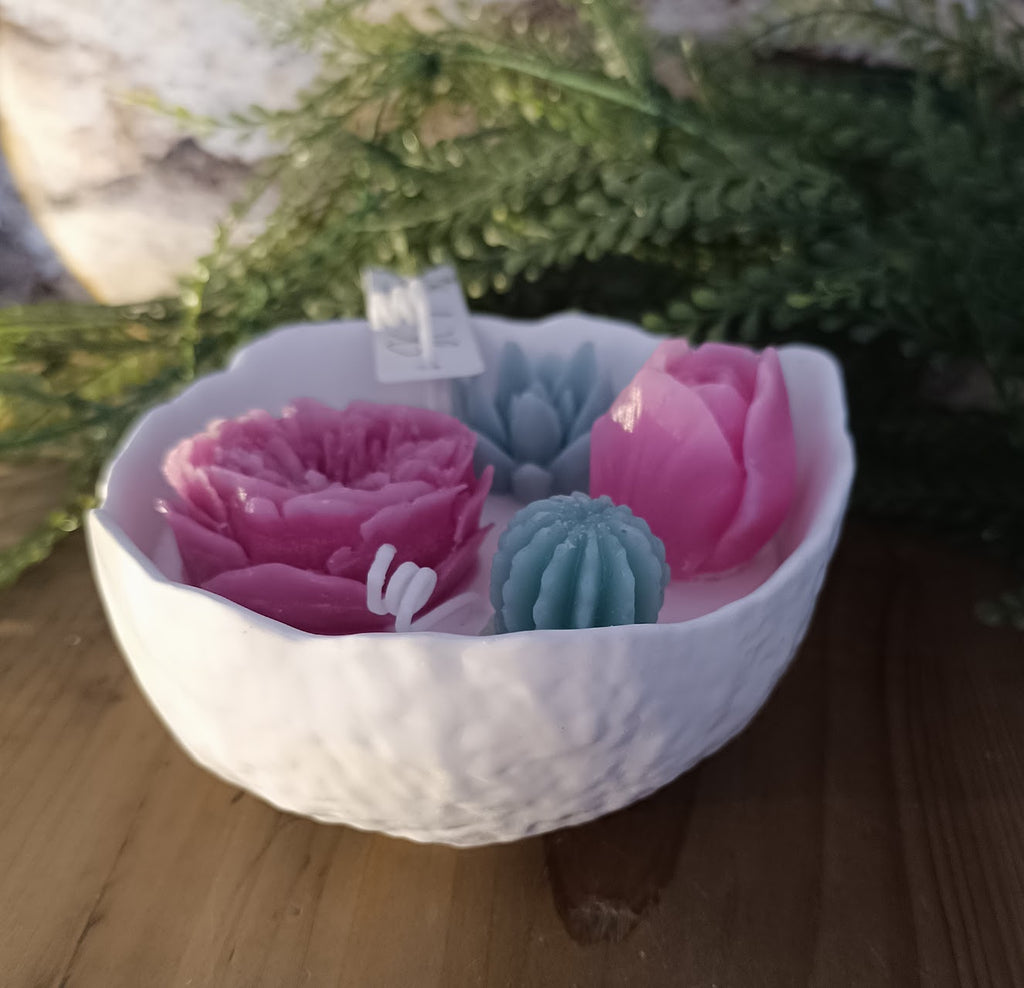 Bougie parfumée artisanale coupe en poudre de céramique blanche