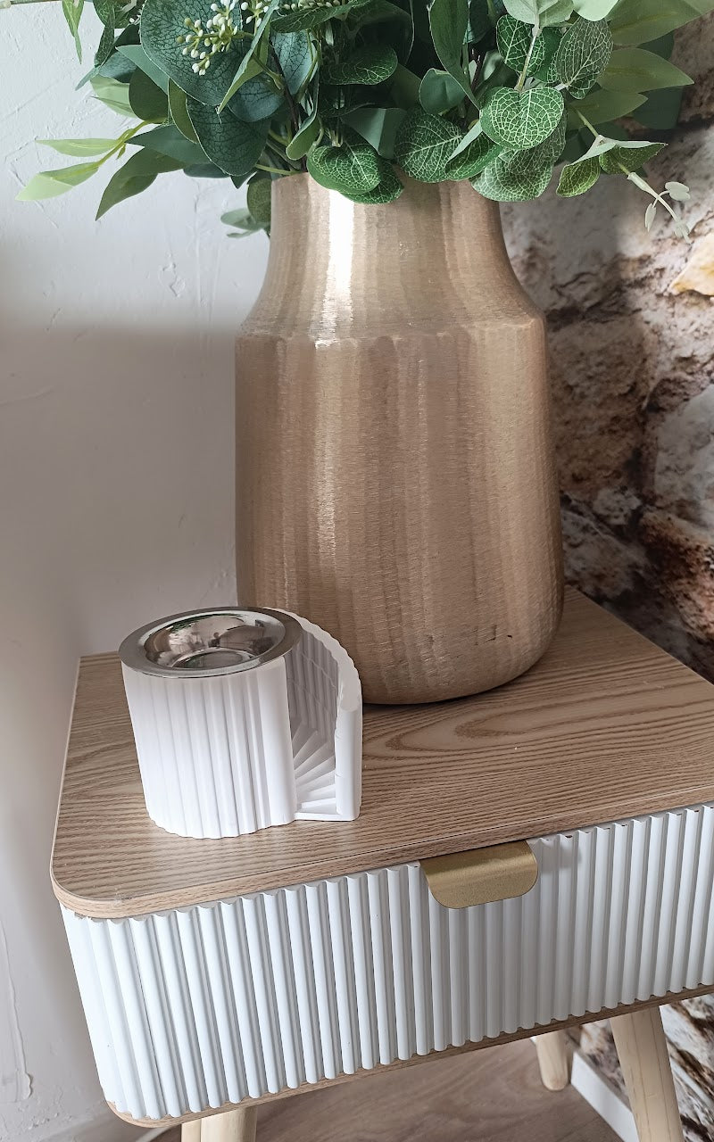 Brûle parfum artisanal en poudre de céramique blanche forme escalier