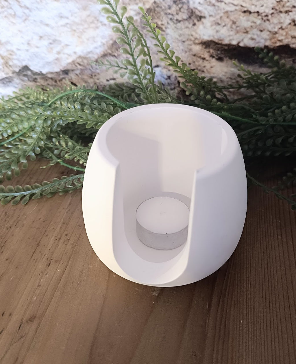 Brûle parfum artisanal en poudre de céramique blanche forme boule