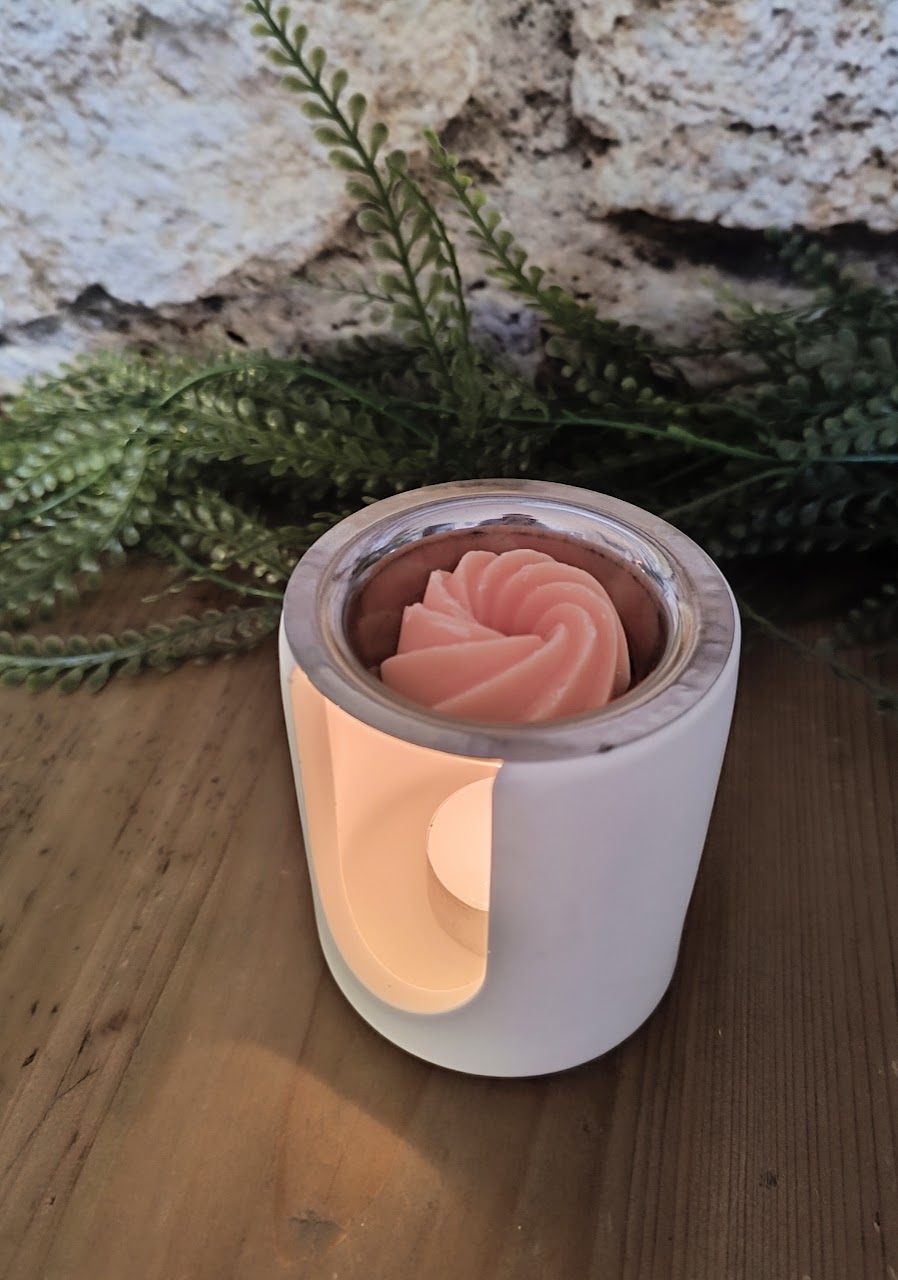 Brûle parfum artisanal en poudre de céramique blanche forme droite