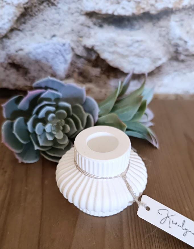 Bougeoir Blanc Céramique Petit Format