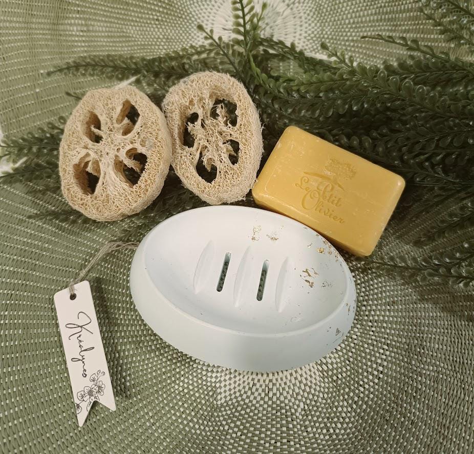 Porte-savon oval turquoise et or