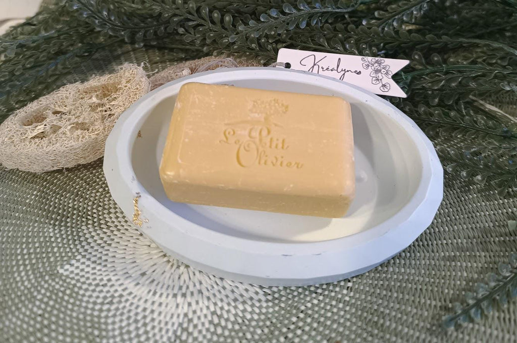 Grand porte-savon vert d'eau et or