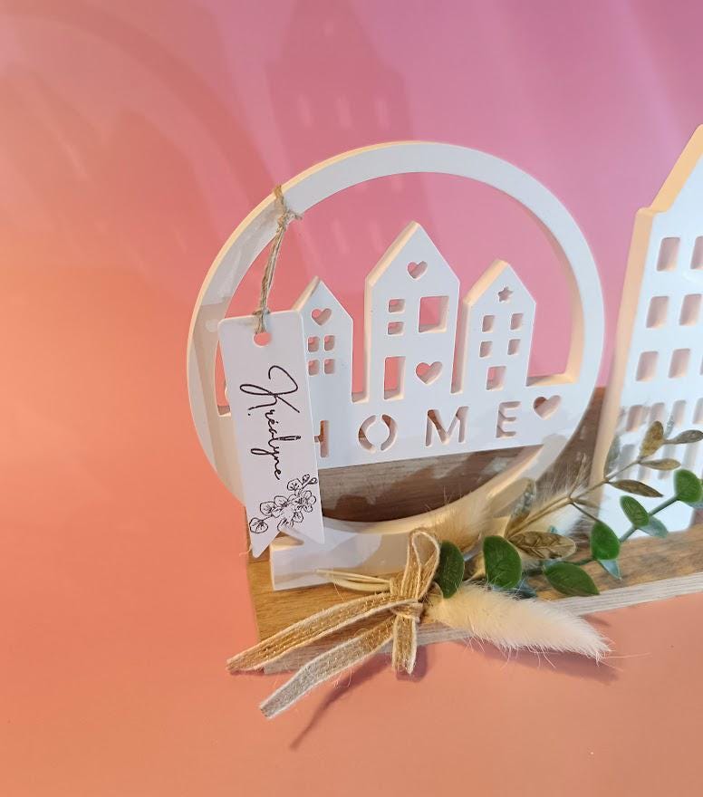 Décoration à poser "Home"  fleurs séchées